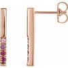 14K Rose Pink Multi-Gemstone French-Set Bar Earrings - Siddiqui Jewelers