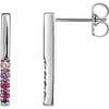 14K White Pink Multi-Gemstone French-Set Bar Earrings - Siddiqui Jewelers