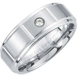 White Tungsten .05CTW Diamond 8.3 mm Satin Finish Grooved Band Size 11 - Siddiqui Jewelers