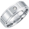 White Tungsten .05CTW Diamond 8.3 mm Satin Finish Grooved Band Size 11.5 - Siddiqui Jewelers