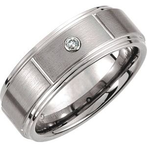 Tungsten .05CTW Diamond 8.3 mm Satin Finish Grooved Band Size 11 - Siddiqui Jewelers