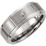 Tungsten .05CTW Diamond 8.3 mm Satin Finish Grooved Band Size 11.5 - Siddiqui Jewelers