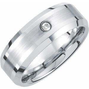 White Tungsten .05 CT Diamond 8 mm Band Size 9 - Siddiqui Jewelers