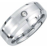 White Tungsten .05 CT Diamond 8 mm Band Size 13 - Siddiqui Jewelers