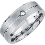 White Tungsten .05 CTW Diamond 8.3 mm Grooved Band Size 10.5 - Siddiqui Jewelers