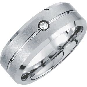 White Tungsten .05 CTW Diamond 8.3 mm Grooved Band Size 12 - Siddiqui Jewelers