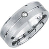 White Tungsten .05 CTW Diamond 8.3 mm Grooved Band Size 11 - Siddiqui Jewelers