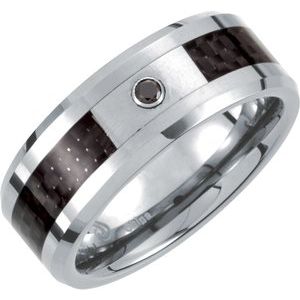 Tungsten & Carbon Fiber .05 CT Black Diamond 8 mm Band Size 11.5 - Siddiqui Jewelers