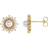 14K Yellow Akoya Pearl, White Opal & 1/6 CTW Diamond Earrings - Siddiqui Jewelers
