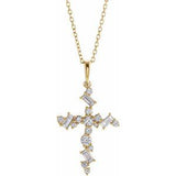 14K Yellow 3/8 CTW Diamond Scattered Cross 16-18" Necklace - Siddiqui Jewelers