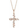 14K Rose 3/8 CTW Diamond Scattered Cross 16-18" Necklace - Siddiqui Jewelers