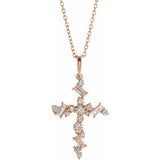 14K Rose 3/8 CTW Diamond Scattered Cross 16-18" Necklace - Siddiqui Jewelers