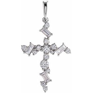 14K White 3/8 CTW Diamond Scattered Cross Pendant - Siddiqui Jewelers