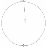 14K White 1/10 CT Diamond Sideways Cross Necklace-Siddiqui Jewelers