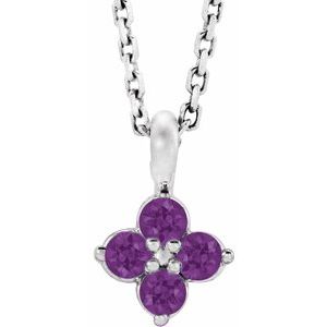 Sterling Silver Youth Imitation Amethyst 16-18" Necklace - Siddiqui Jewelers