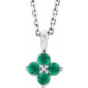 14K White Youth Emerald 16-18" Necklace - Siddiqui Jewelers