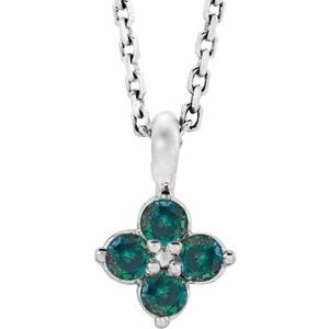 Sterling Silver Youth Imitation Alexandrite 16-18" Necklace - Siddiqui Jewelers