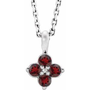 Sterling Silver Youth Imitation Mozambique Garnet 16-18" Necklace - Siddiqui Jewelers
