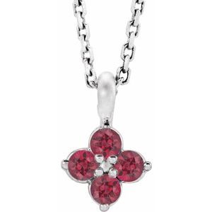 Sterling Silver Youth Imitation Ruby 16-18" Necklace - Siddiqui Jewelers