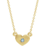 14K Yellow Aquamarine Heart 16" Necklace - Siddiqui Jewelers
