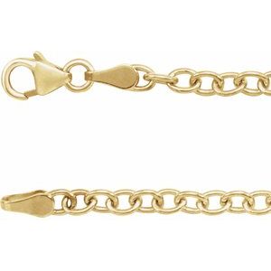 14K Yellow 3.25 mm Oval Cable 7" Bracelet with Lobster Clasp-Siddiqui Jewelers