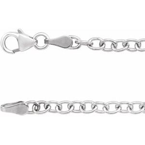 Sterling Silver 3.25 mm Oval Cable 16" Chain with Lobster Clasp-Siddiqui Jewelers