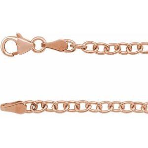 14K Rose 3.25 mm Oval Cable 7" Bracelet with Lobster Clasp-Siddiqui Jewelers