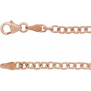 14K Rose 3.25 mm Oval Cable 24" Chain with Lobster Clasp-Siddiqui Jewelers