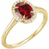 14K Yellow 8x6 mm Oval Mozambique Garnet & .05 CTW Diamond Ring - Siddiqui Jewelers