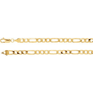 14K Yellow 5 mm Solid Figaro 7" Chain - Siddiqui Jewelers