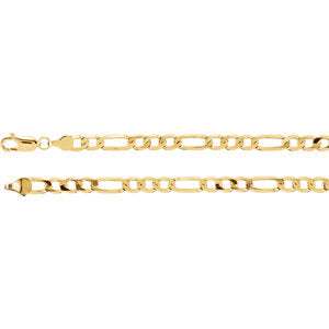 14K Yellow 5 mm Solid Figaro 8" Chain - Siddiqui Jewelers