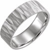 14K White 7 mm Flat Edge Band with Hammer Finish Size 10.5 - Siddiqui Jewelers