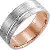 14K Rose & White 7 mm Comfort-Fit Band with Matte Finish Size 8 - Siddiqui Jewelers