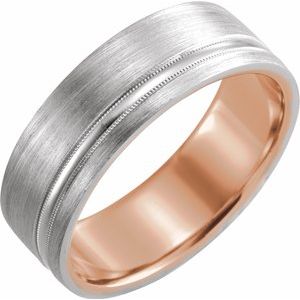 14K Rose & White 7 mm Comfort-Fit Band with Matte Finish Size 10 - Siddiqui Jewelers