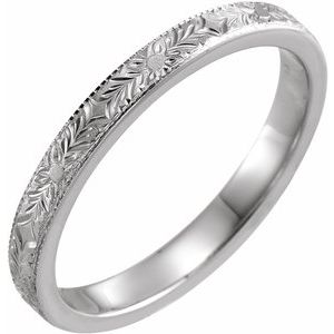 14K White 2.5 mm Design-Engraved Band Size 6 - Siddiqui Jewelers