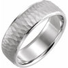 14K White 7 mm Beveled-Edge Band with Hammer Finish Size 11.5 - Siddiqui Jewelers