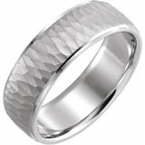 14K White 7 mm Beveled-Edge Band with Hammer Finish Size 11.5 - Siddiqui Jewelers