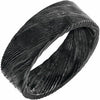 Damascus Steel 8 mm Flat Black  Patterned Band Size 11 - Siddiqui Jewelers