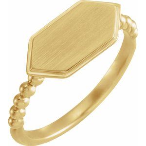 14K Yellow 15x7 mm Geometric Signet Ring - Siddiqui Jewelers