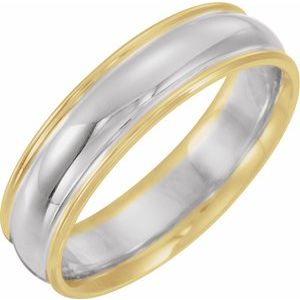 14K Yellow/White/Yellow 6 mm Grooved Band Size 16 - Siddiqui Jewelers