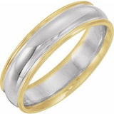 14K Yellow/White/Yellow 6 mm Grooved Band Size 12.5 - Siddiqui Jewelers
