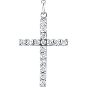 14K White 1 CTW Diamond Cross Pendant-Siddiqui Jewelers