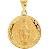 14K Yellow 18 mm Hollow Round Miraculous Medal - Siddiqui Jewelers