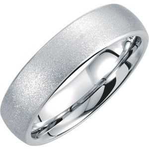 White Tungsten 6 mm Rounded Edge Domed Sandblasted Band Size 7.5-Siddiqui Jewelers