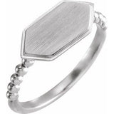 14K White 15x7 mm Geometric Signet Ring - Siddiqui Jewelers