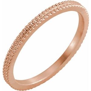 14K Rose 1.5mm Beaded Band Size 6.5 - Siddiqui Jewelers