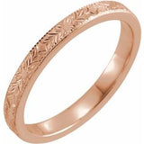 14K Rose 2.5 mm Design-Engraved Band Size 7 - Siddiqui Jewelers