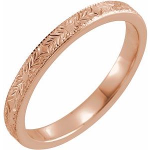 14K Rose 2.5 mm Design-Engraved Band Size 7 - Siddiqui Jewelers