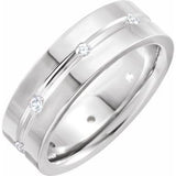 14K White 1/6 CTW Diamond Grooved Band Size 10 - Siddiqui Jewelers