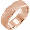14K Rose 7 mm Beveled-Edge Band with Hammer Finish Size 11 - Siddiqui Jewelers